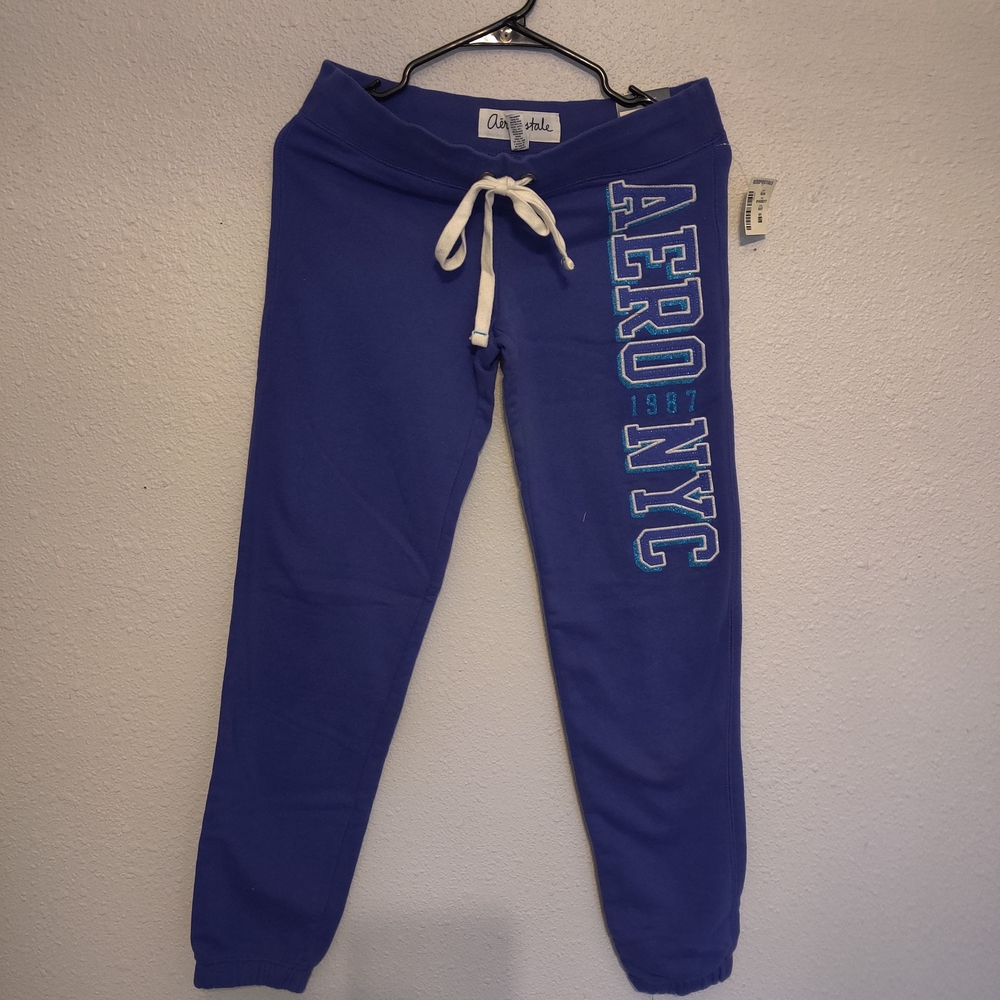Aeropostale Teen's Periwinkle Colored Sweatpants W/Glittered Teal Logo